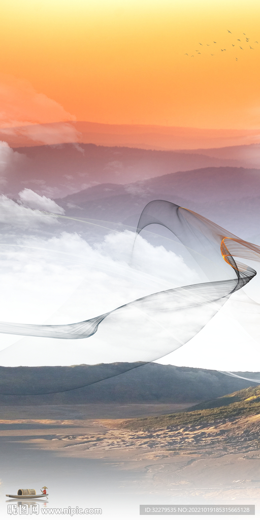 新款 山水玄关框画 Tif分层