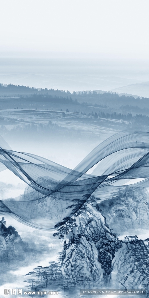 最新 山水玄关框画 Tif分层