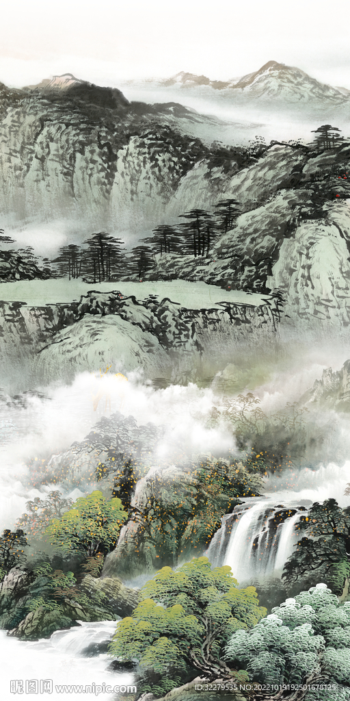 新款山水新玄关画 Tif分层