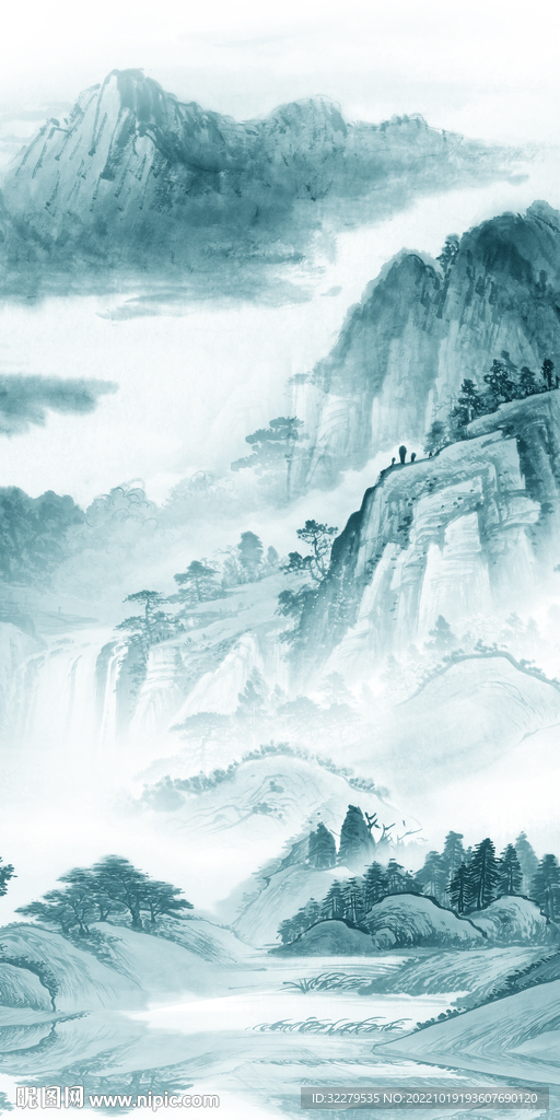 高清 山水玄关框画 Tif分层