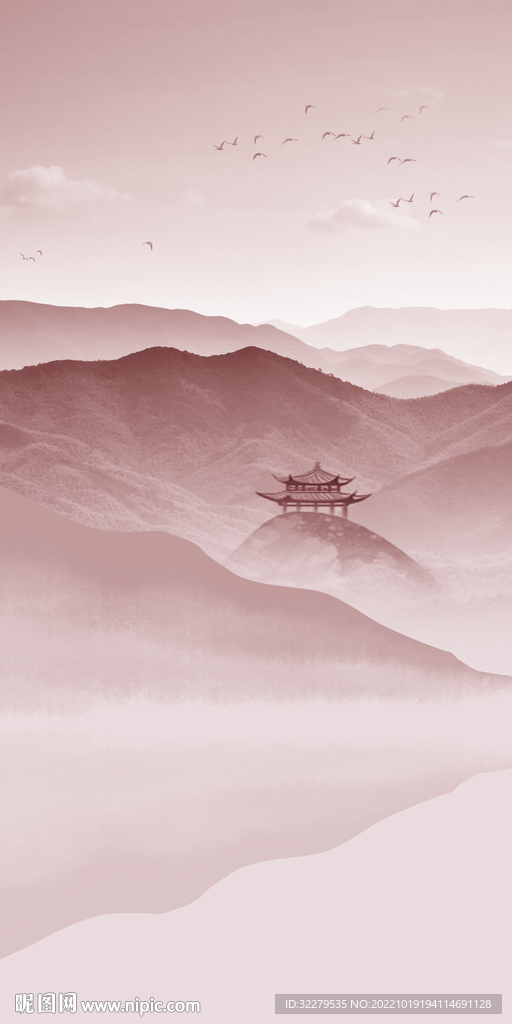 大气 山水新玄关画 Tif分层
