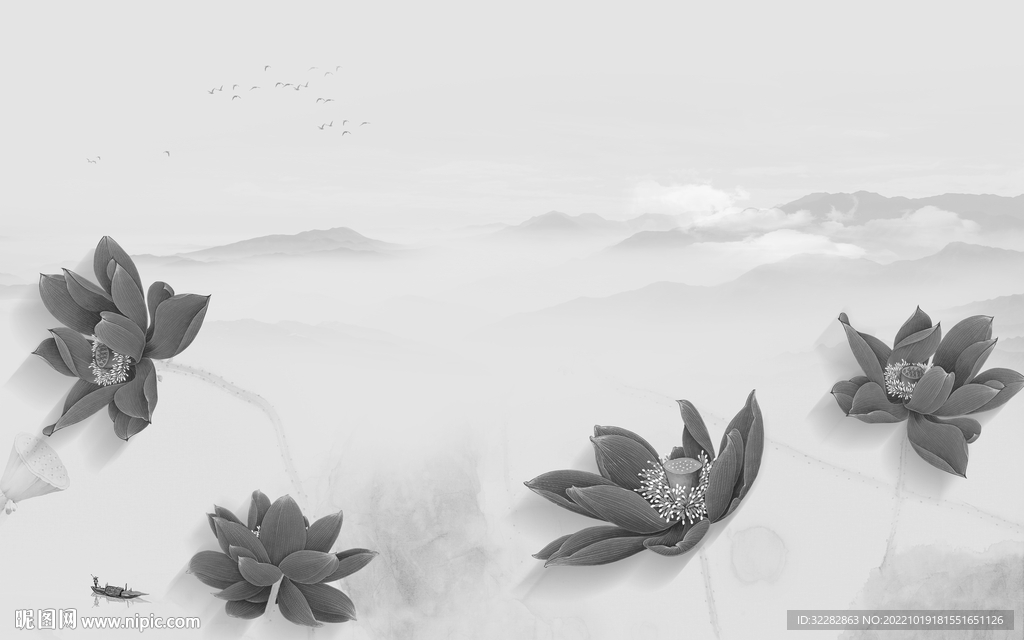 高清 最新灰色山水 tiF分层