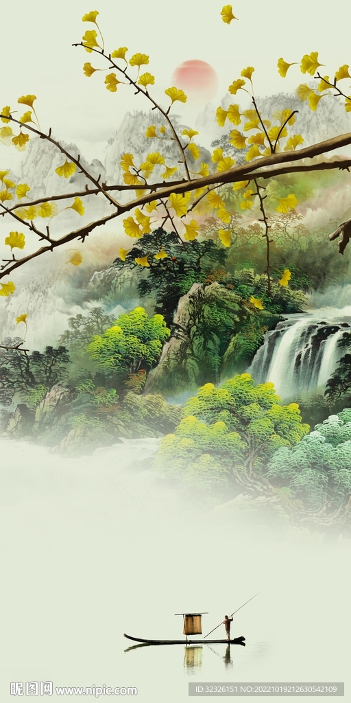 古风 中式山水玄关 TIf分层