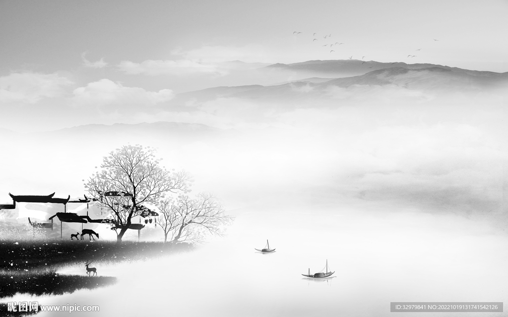 最新品简约山水 Tif分层