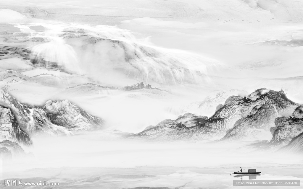 大气中式山水框画 Tif分层