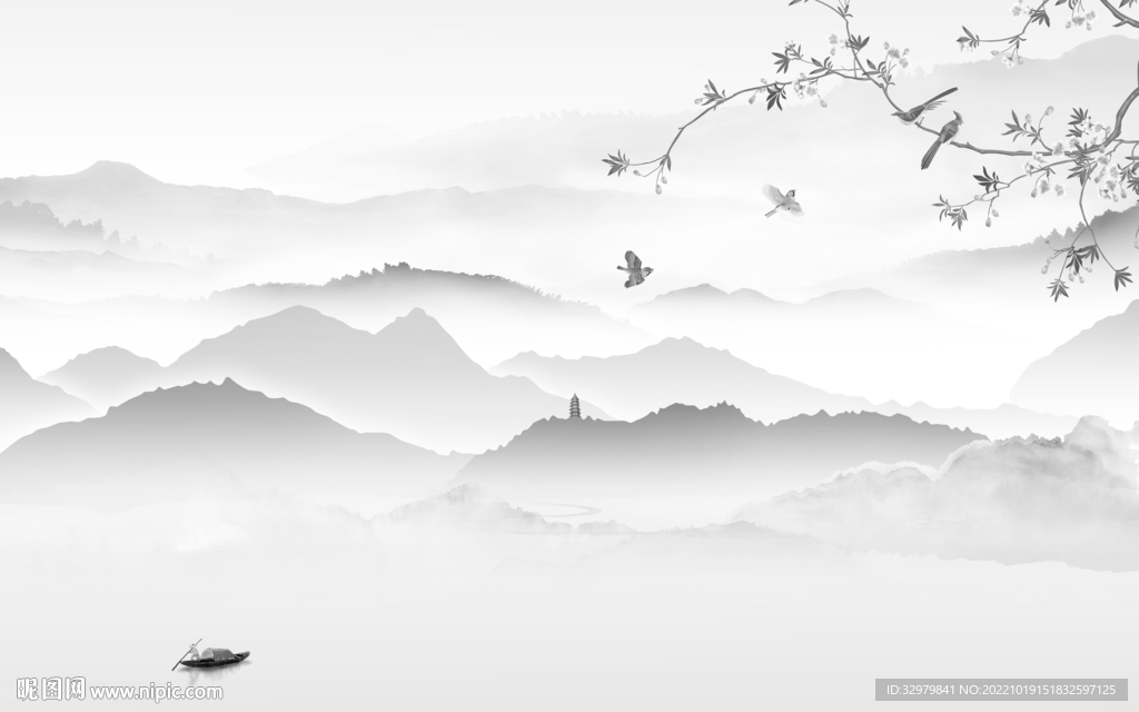 高档最新山水框画 Tif分层