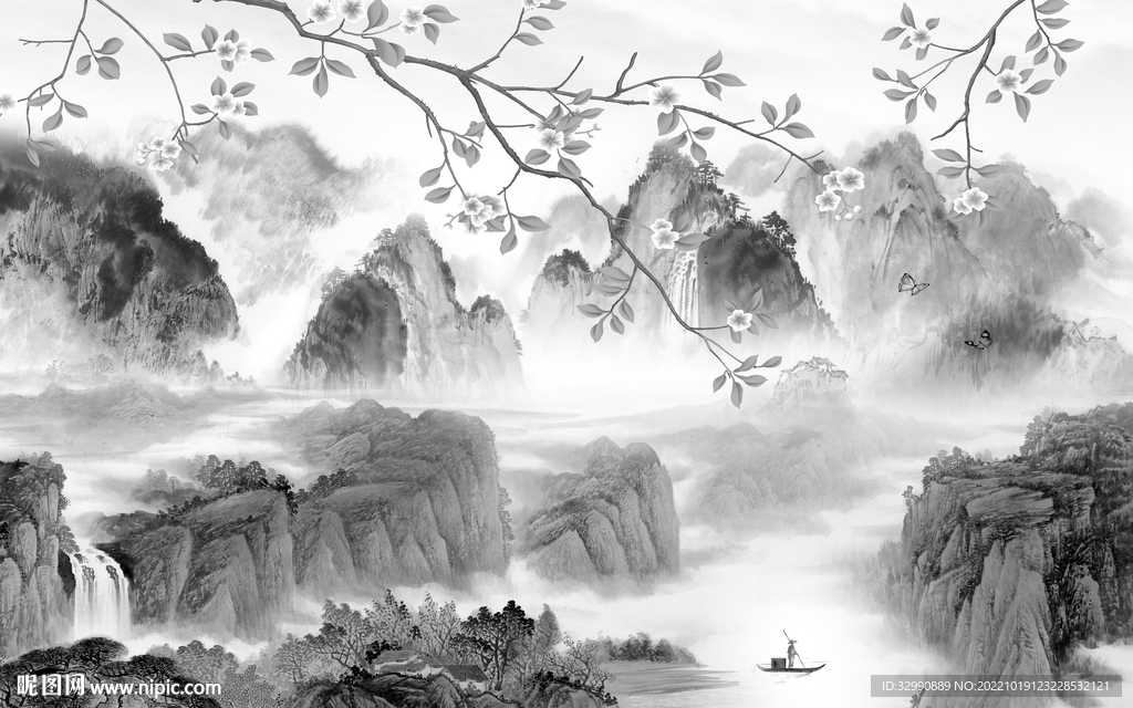 现代 意境高档山水 tif分层
