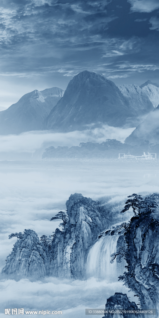 蓝色高端新品玄关 Tif分层