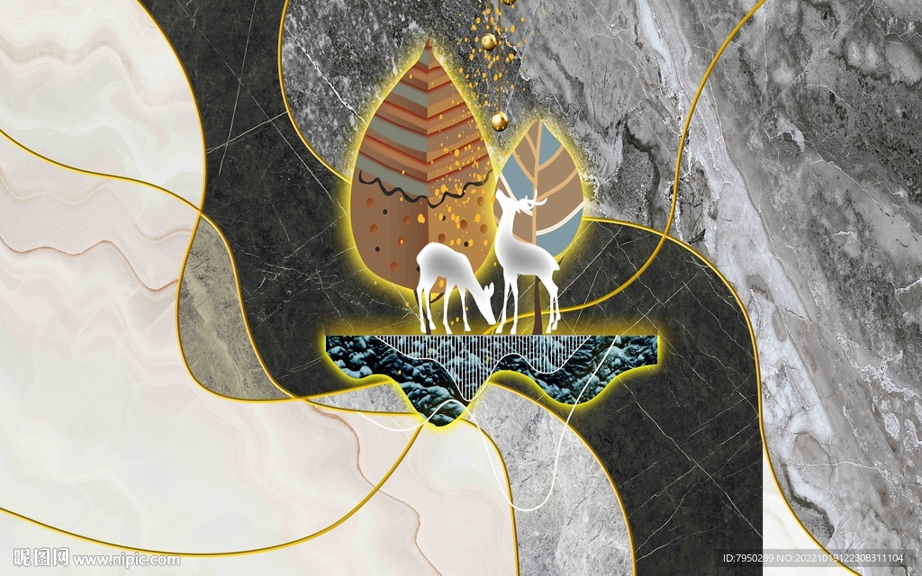 大理石轻奢简约背景墙