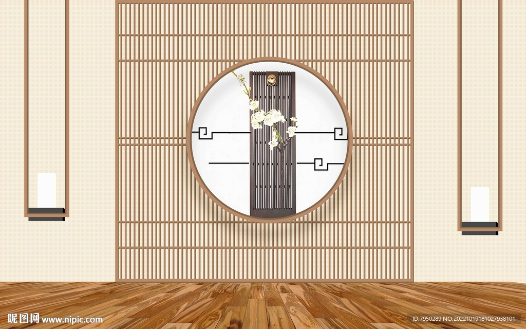 新中式直播背景墙 