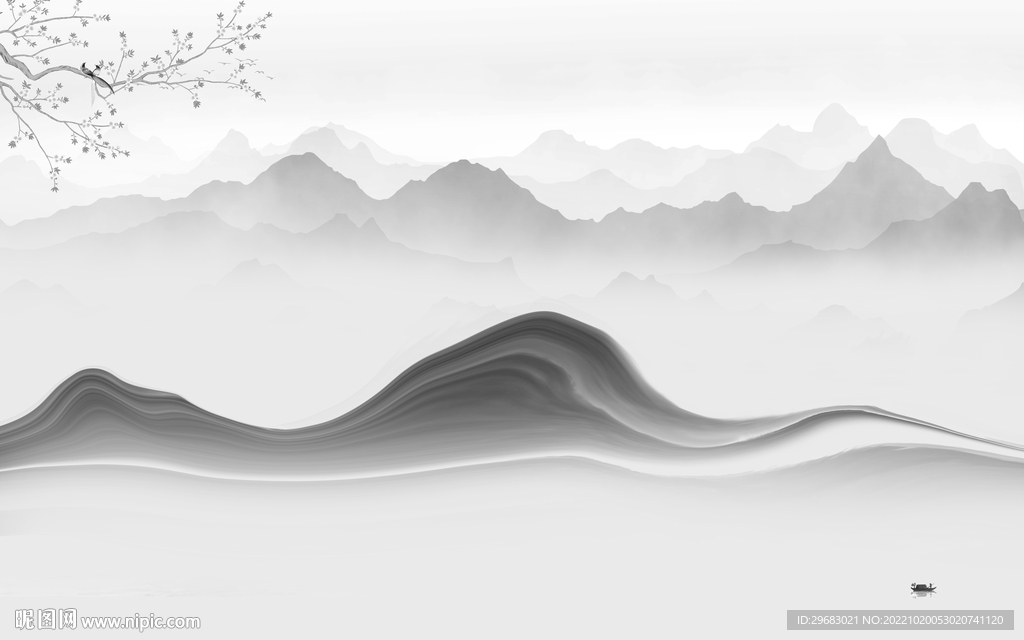 新上架高雅灰山水画 Tif分层