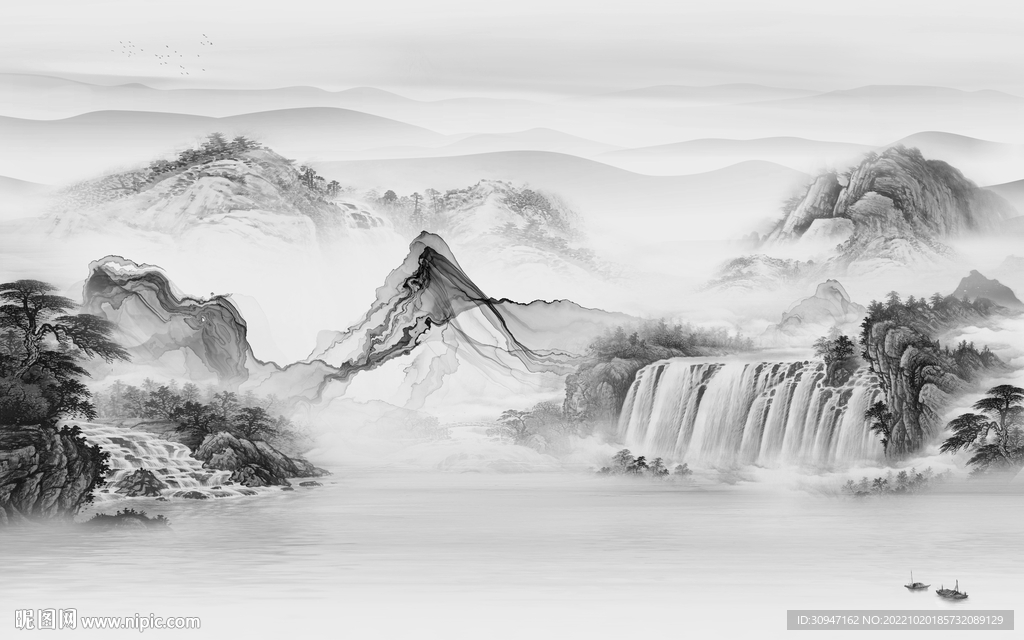 别墅高雅风格山水 Tif分层