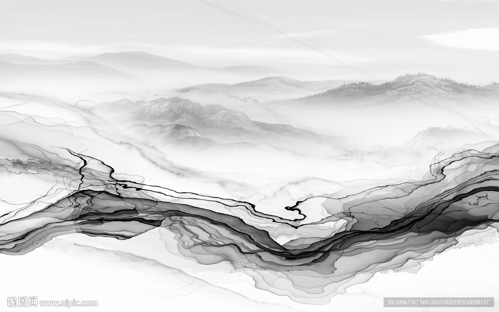 线条 高雅风格山水 Tif分层