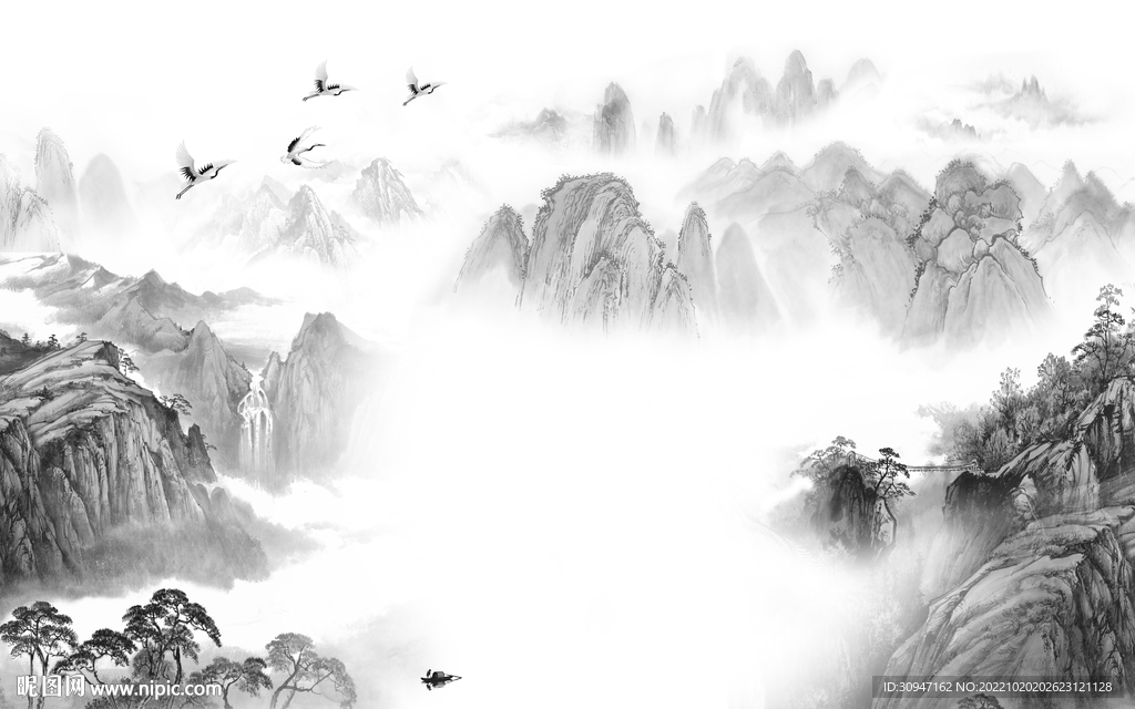 高档 高雅风格山水 Tif分层