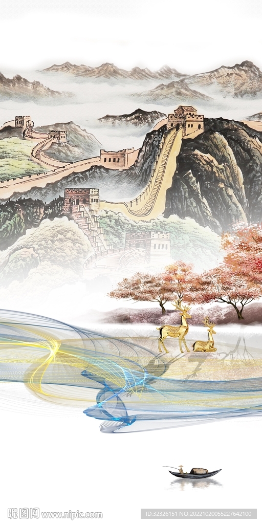 长城 风景山水玄关画