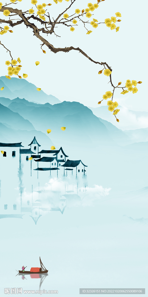 中国风山水玄关画