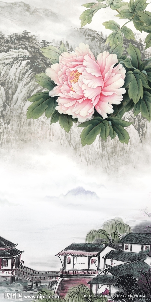 富贵风景山水玄关画