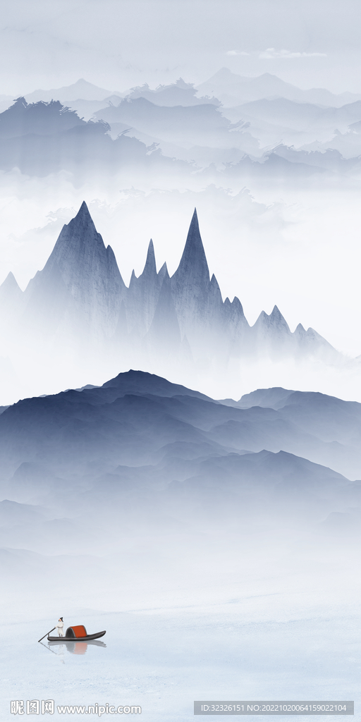 高清 中式山水玄关 TIf分层