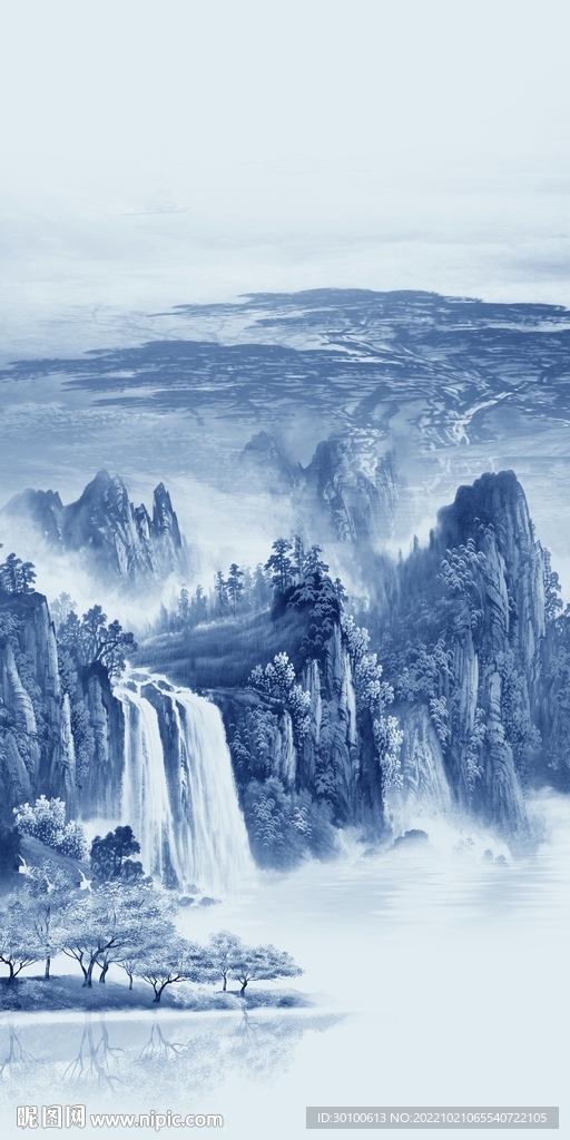 蓝色 新品玄关山水 TiF分层