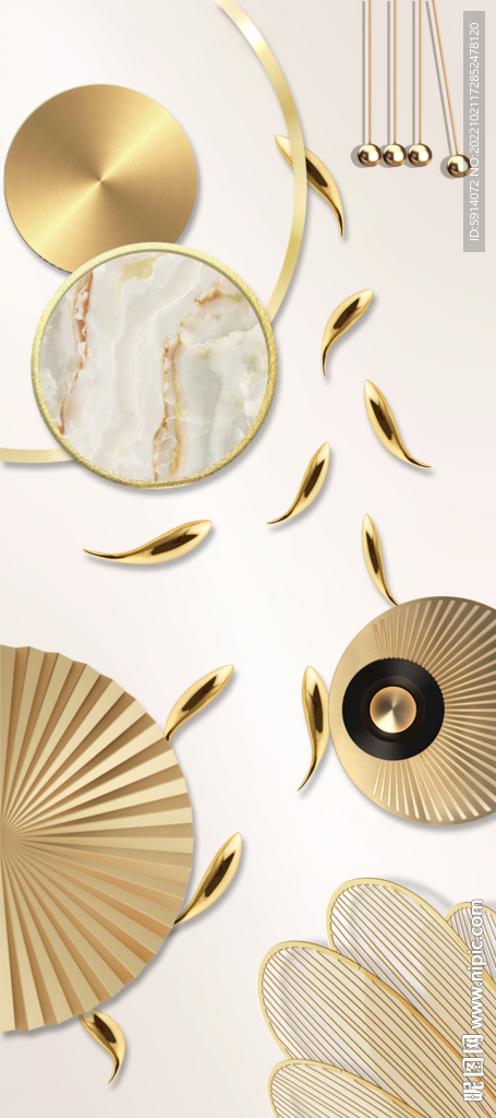 轻奢装饰画 金鱼 大理石纹