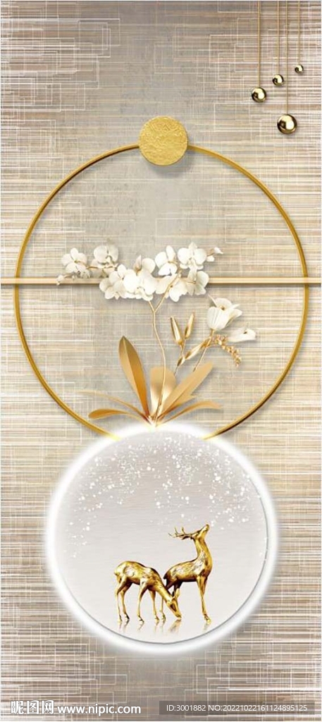 轻奢装饰画 麋鹿 花