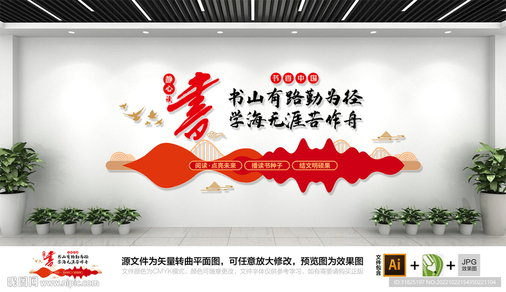 学校读书励志阅读传统文化墙