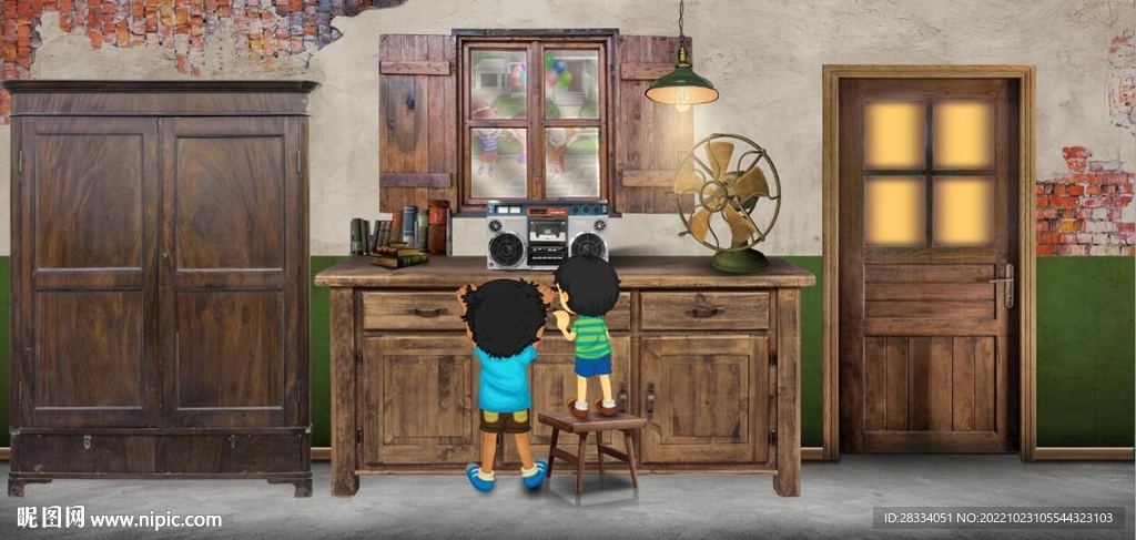 复古怀旧80后90后童年背景墙