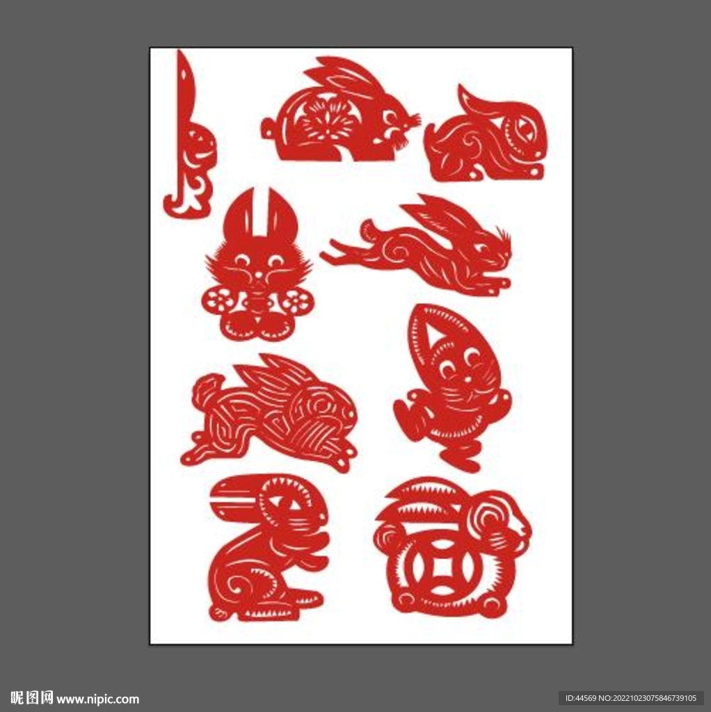 春节兔子剪纸纹样