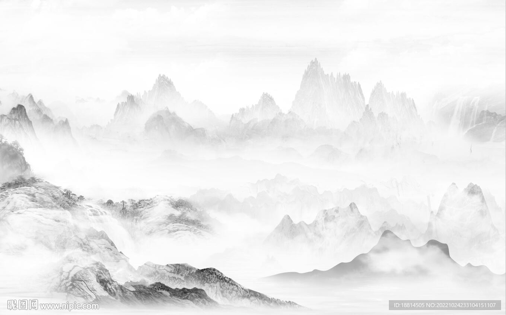 新中式简约山水背景墙