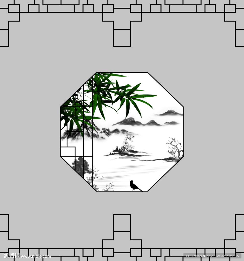 高清分层透明底推拉门打印图