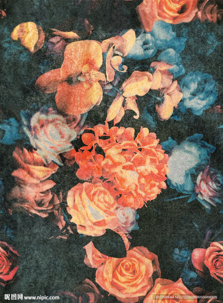 黑底玫瑰花