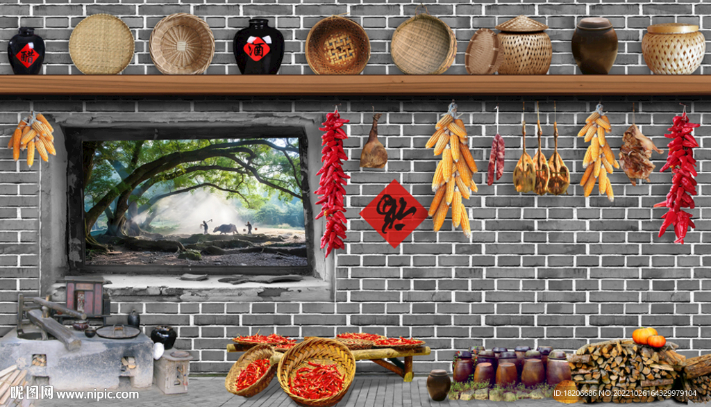 工装农家乐形象墙