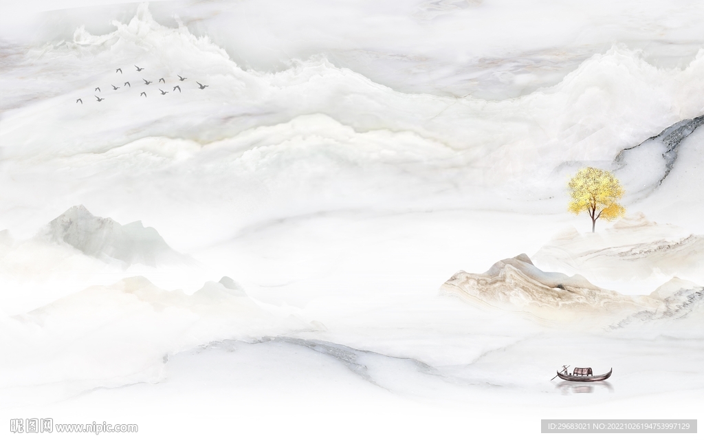 现代 客厅新山水画 tIF分层