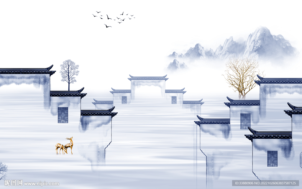 高清 中国风山水画 Tif分层