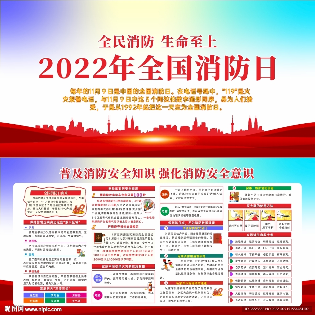 2022年全国消防月展板宣传栏