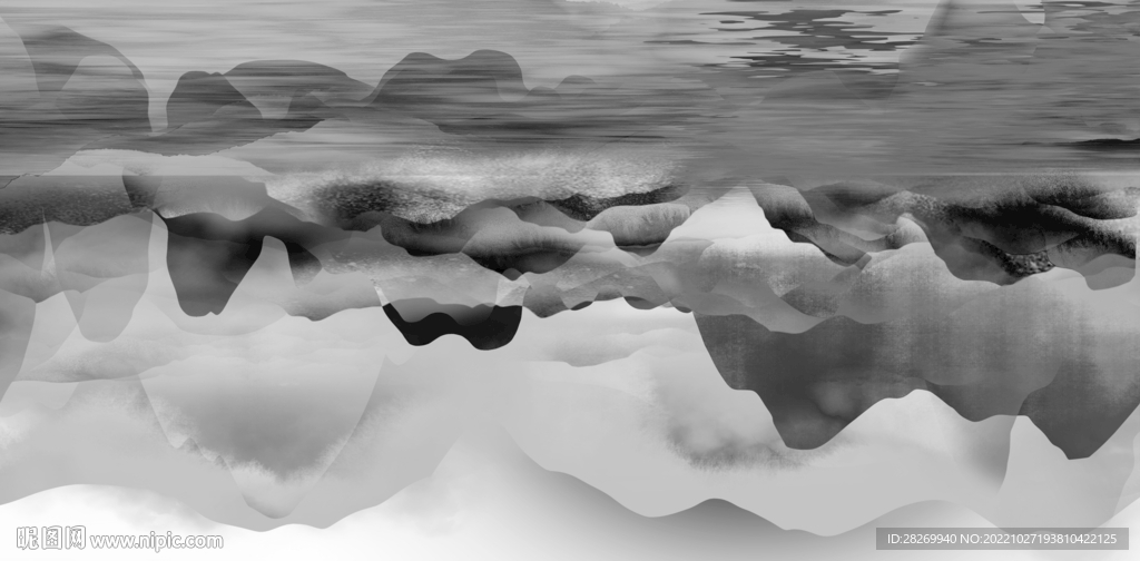黑白山水画