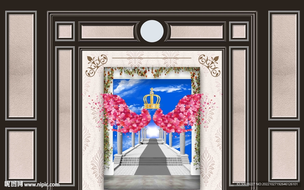 欧式护墙板花瓣翅膀背景墙