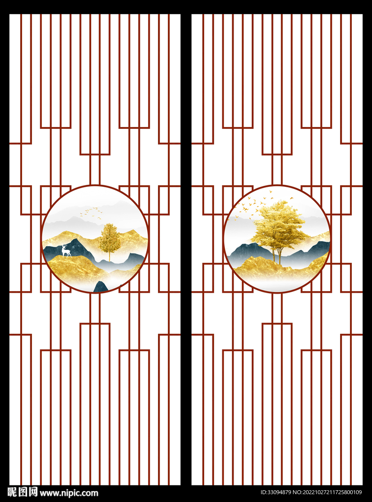 高清分层透明底推拉门打印图
