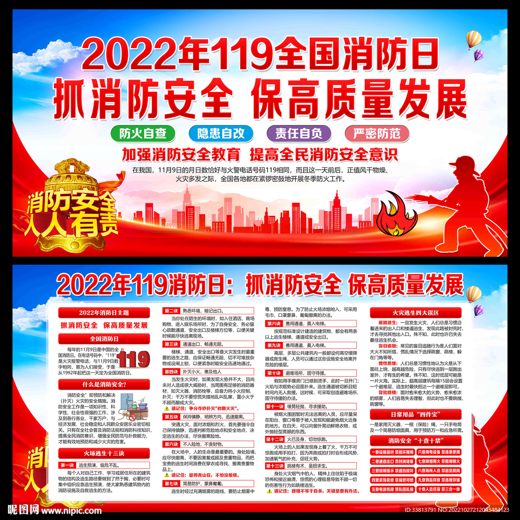 2022年119全国消防日展板
