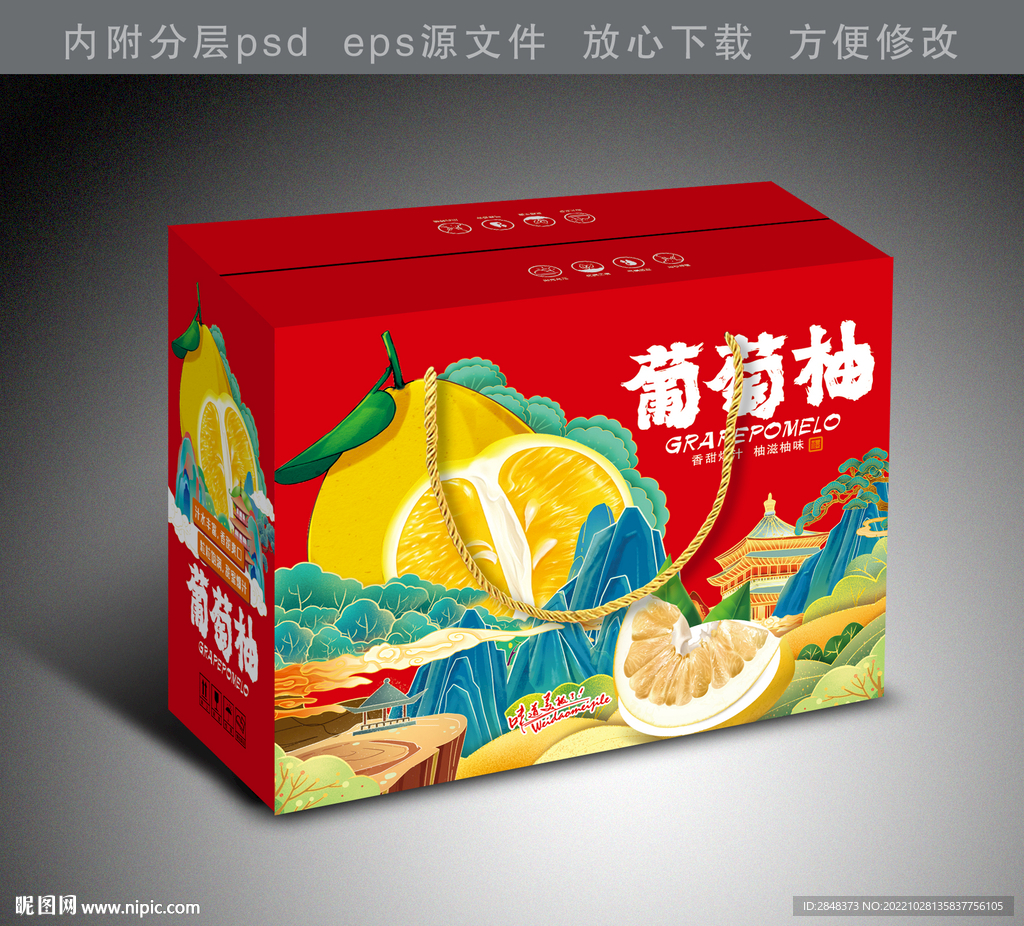 葡萄柚包装平面展开图