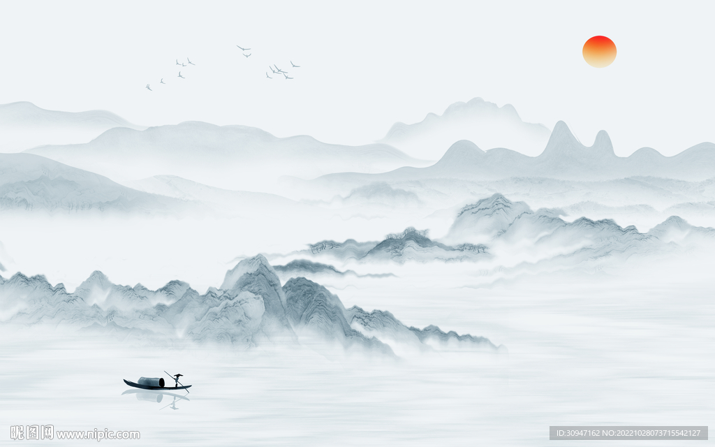 高清 新别墅山水画 tIf分层