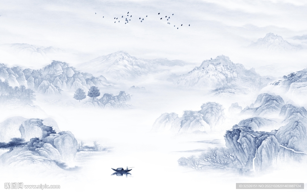 人气 中式风格山水 tif分层