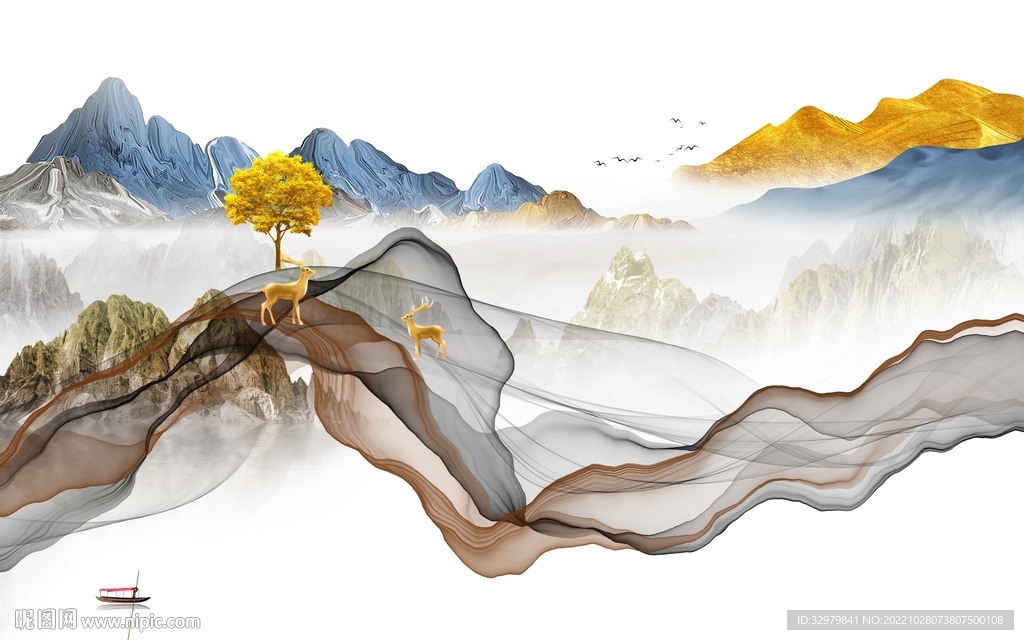 别墅 高端山水新画 tif分层