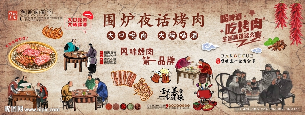 围炉烤肉背景墙