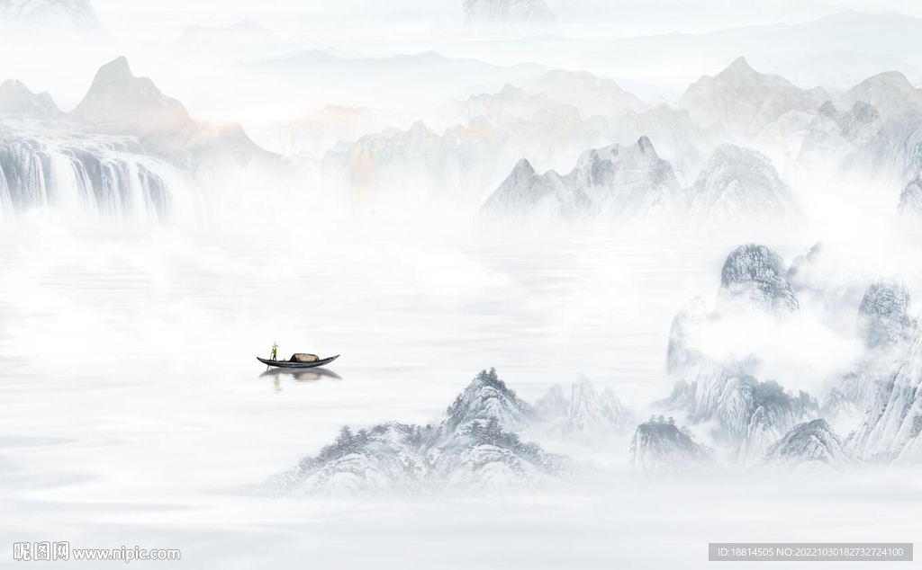 简约山水新中式背景墙
