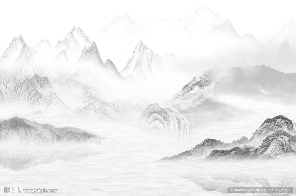 新中式水墨山水背景墙