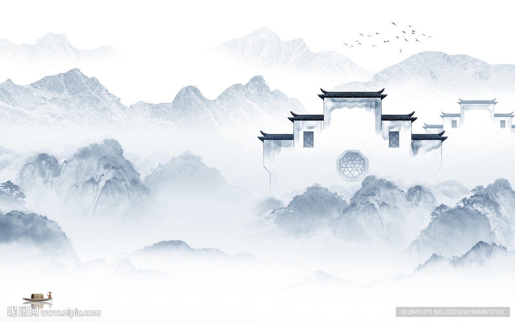 高档 客厅新山水画 TiF分层