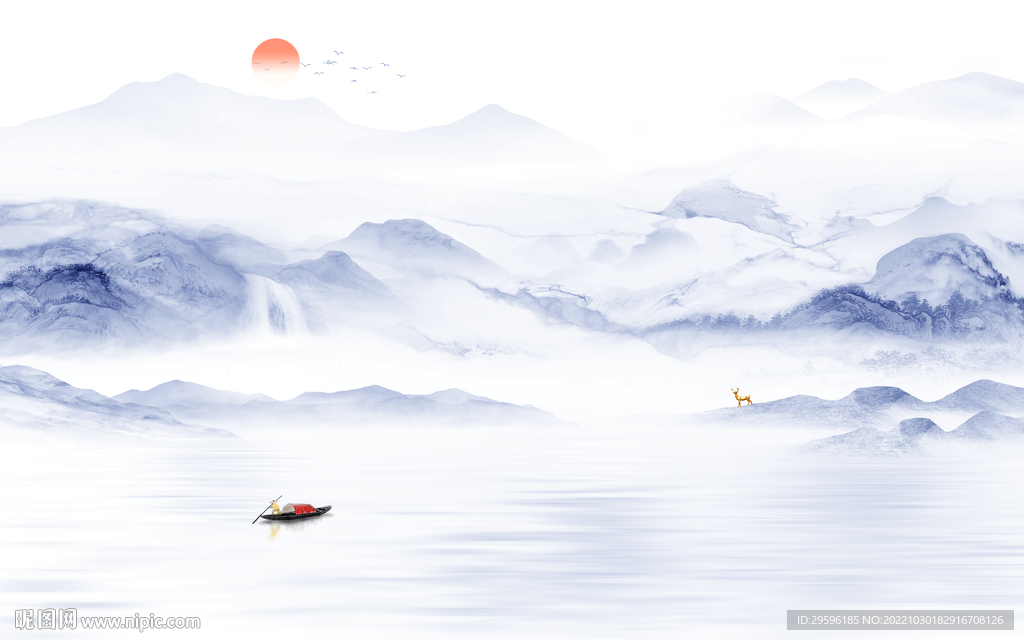 最新 电视背景山水 TIF分层