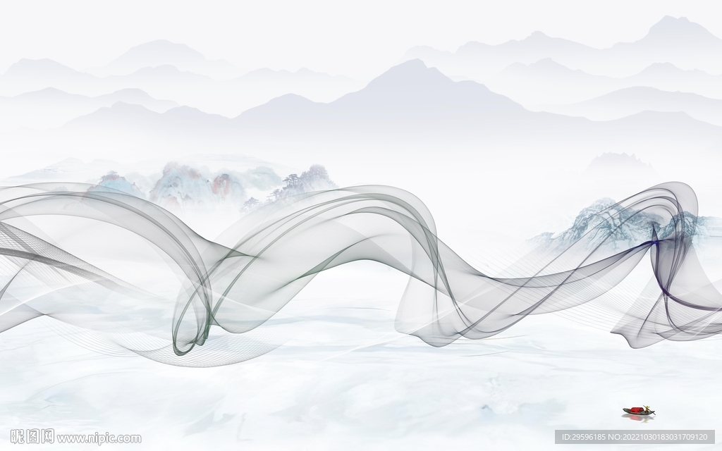 线条 电视背景山水 TIF分层