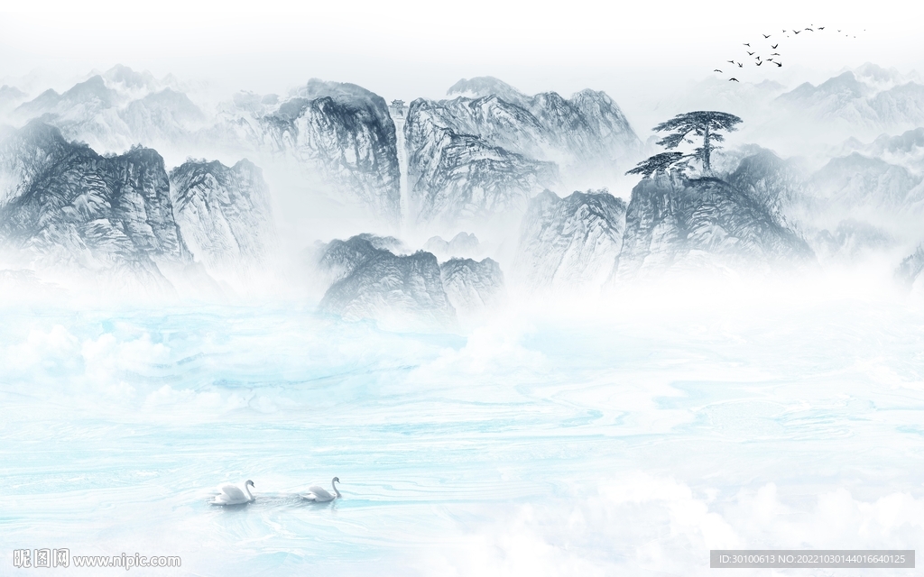 客厅 新品山水墙画 Tif分层